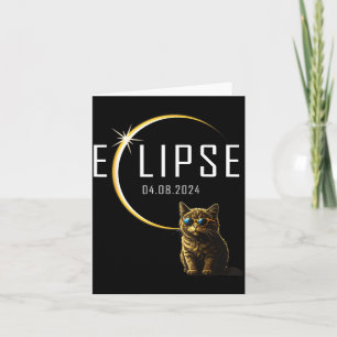 Tarjeta Gato Eclipse Solar Total 2024 Totalidad Divertido 