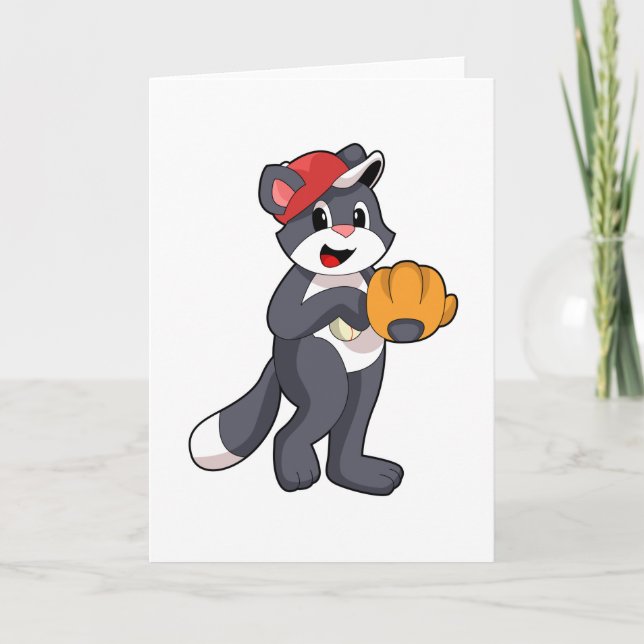 Tarjeta Gato en béisbol con guante de béisbol.PNG (Anverso)