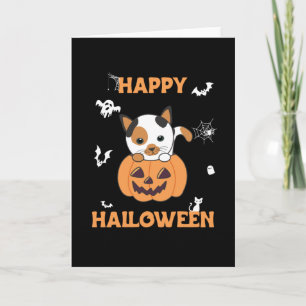 Tarjeta Gato En Calabaza Gatos Dulces Feliz Halloween