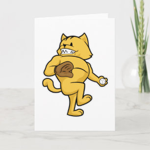 Tarjeta Gato en el béisbol con guante Catch