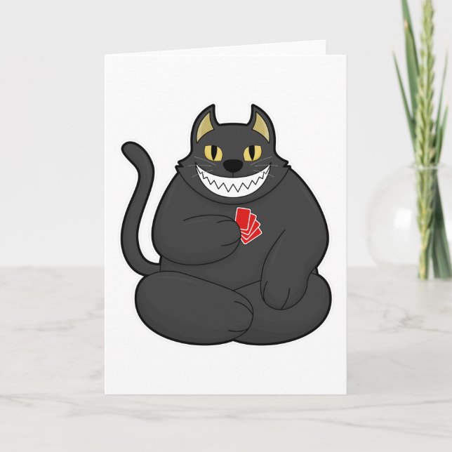 Tarjeta Gato en el póquer con cartas de póquer (Anverso)
