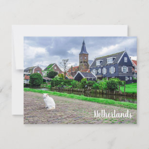 Tarjeta Gato en el pueblo pesquero tradicional