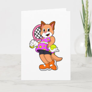 Tarjeta Gato en el tenis con raqueta de tenis