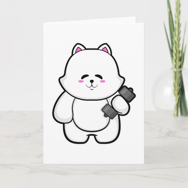 Tarjeta Gato en forma con pesa (Anverso)