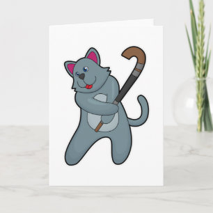 Tarjeta Gato en hockey con palo de hockey