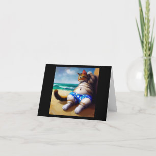 Tarjeta Gato en la playa