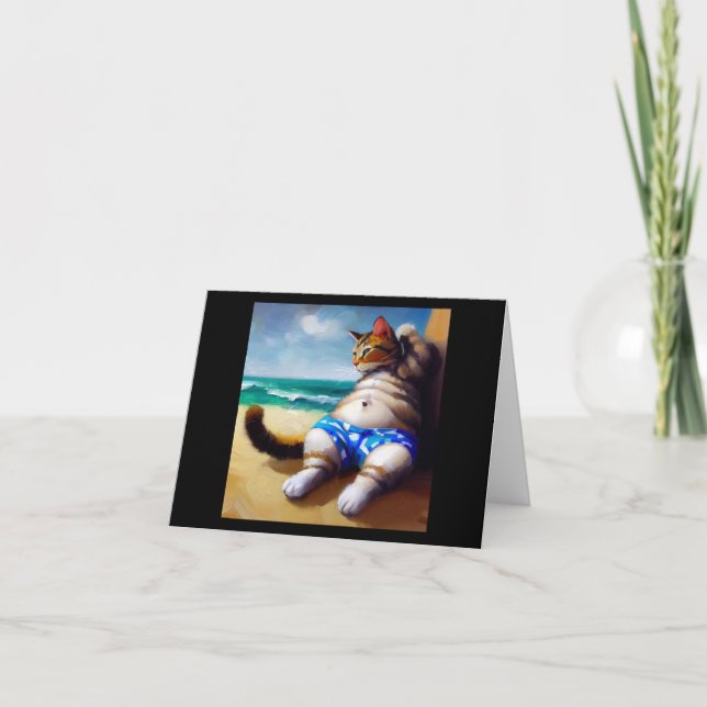 Tarjeta Gato en la playa (Anverso)