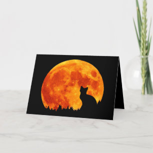 Tarjeta Gato en luna anaranjada llena