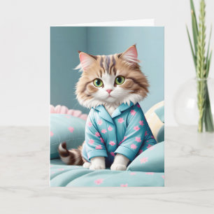 Tarjeta Gato en pijama por cumpleaños
