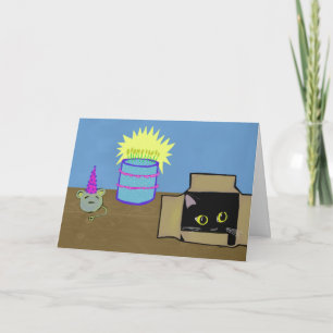 Tarjeta Gato en un cumpleaños del fiesta de la caja