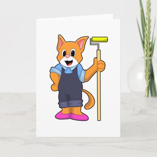 Tarjeta Gato en Wallpapering con rodillo de presión (Anverso)