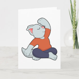 Tarjeta Gato en Yoga con piernas cruzadas
