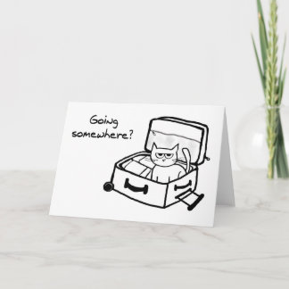 Tarjeta Gato enojado en maleta - regalo divertido para via