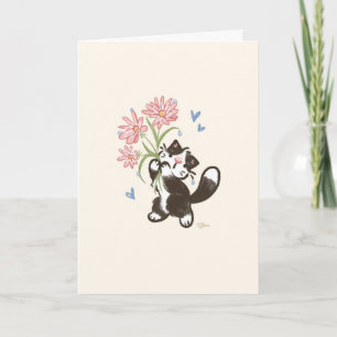 Tarjeta Gato esmoquin con flores - Maurice