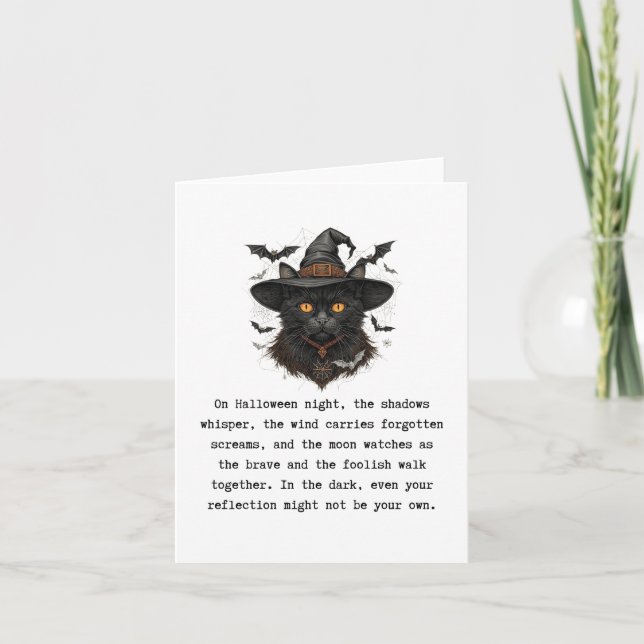Tarjeta Gato espeluznante de Halloween (Anverso)