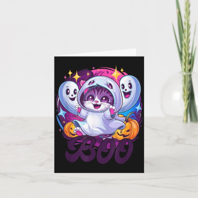 Tarjeta gato fantasma Boo  (Anverso)