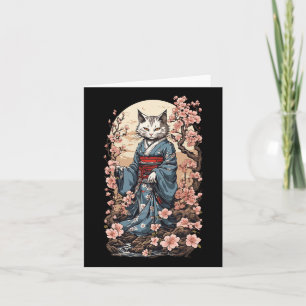 Tarjeta Gato fantasma con kimono japonés Yokai folklore de