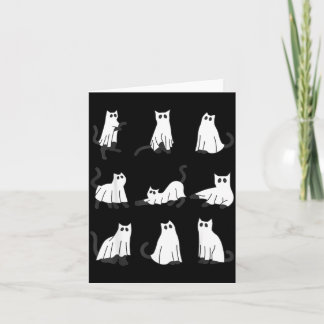 Tarjeta Gato fantasma lindo diseño divertido de Halloween 