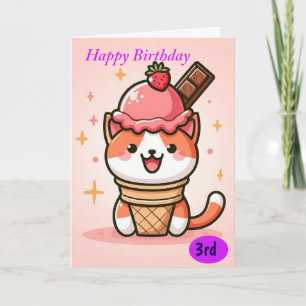 Tarjeta Gato feliz cumpleaños en helado
