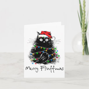 Tarjeta Gato Feliz Fluffmas Regalo de Navidad para Amantes
