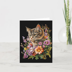 Tarjeta Gato Flor Floral Lindo Gatito Gráfico