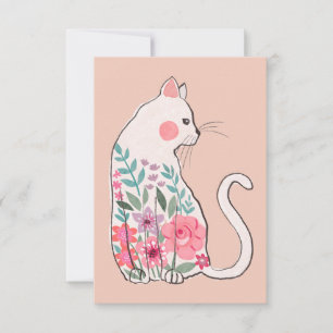 Tarjeta Gato floral