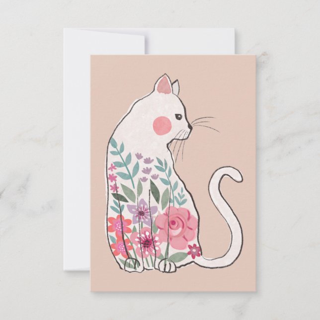 Tarjeta Gato floral (Anverso)