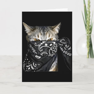 Tarjeta Gato Forajido Divertido Gato Gángster Con Bandana 