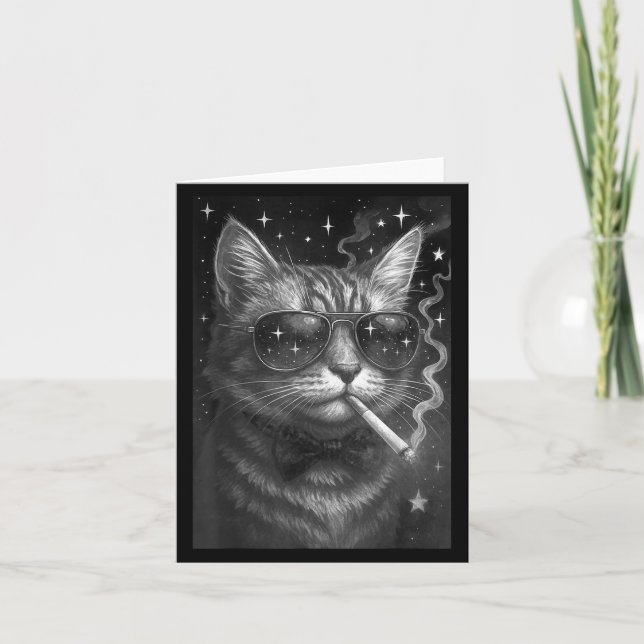 Tarjeta Gato Gatito Cigarrillo Divertido Meme Gato Fumando (Anverso)