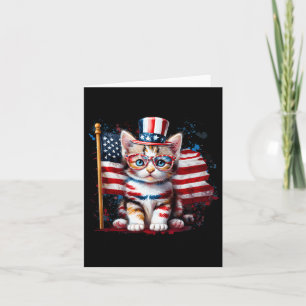Tarjeta Gato gatito del 4 de julio bandera americana Ameri