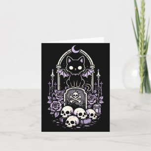 Tarjeta Gato Gatito Vamre Calavera y Cute Kawaii Goth Púrp