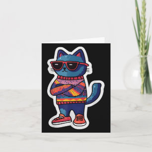 Tarjeta Gato genial con gafas de sol estilo retro divertid