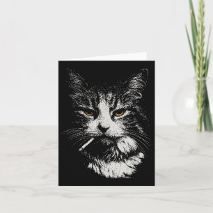 Tarjeta Gato genial divertido fumando un cigarrillo de mem