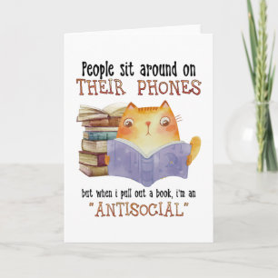 Tarjeta Gato: Gente sentada en su teléfono