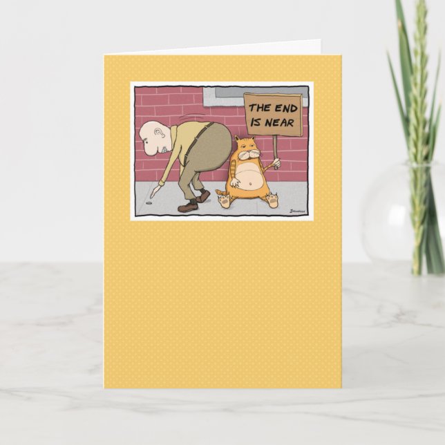 Tarjeta Gato gracioso cerca de un cumpleaños grande pero m (Anverso)