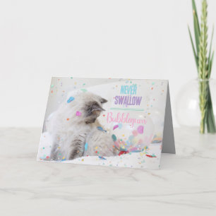 Tarjeta Gato gracioso con burbuja de burbujas Feliz cumple