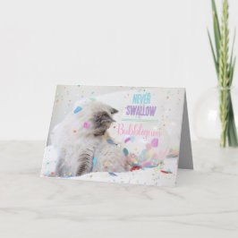Tarjeta Gato gracioso con burbuja de burbujas Feliz cumple