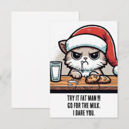 Tarjeta Gato gracioso de Navidades: Santa vs Gato por la l