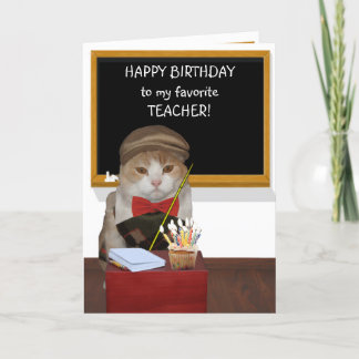 Tarjeta Gato gracioso en un dulce argla cumpleaños para el