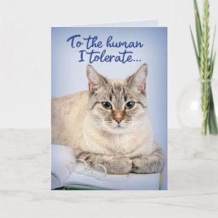 Tarjeta Gato Gracioso- Para El Humano Que Toleran Cumpleañ