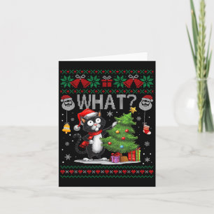 Tarjeta Gato gracioso que negro gato árbol de Navidad feo 
