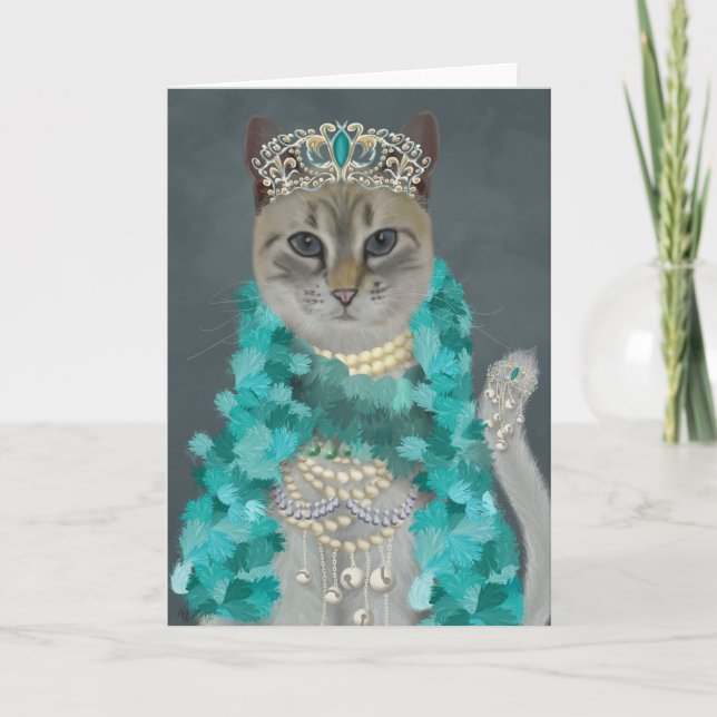 Tarjeta Gato gris el | adornado con el retrato de Belces (Anverso)