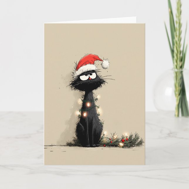 Tarjeta Gato gruñón de Navidad (Anverso)