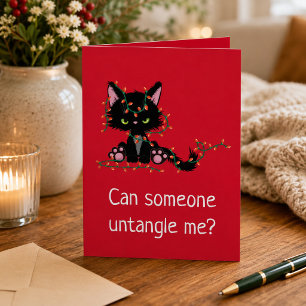 Tarjeta Gato gruñón divertido de Navidad