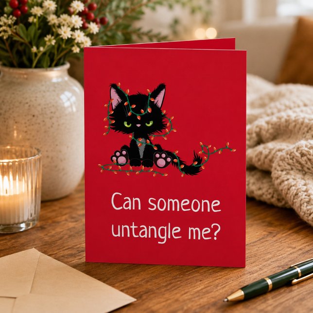 Tarjeta Gato gruñón divertido de Navidad (Subido por el creador)