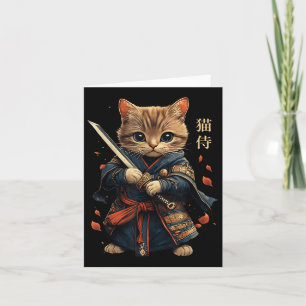 Tarjeta Gato guerrero japonés gato samurai tattoo Kawaii N