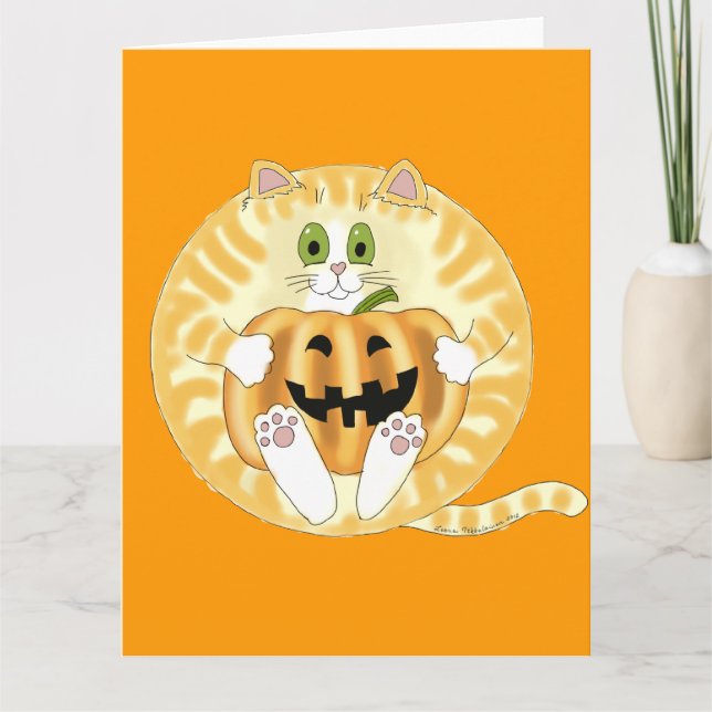 Tarjeta Gato Halloween de la chuchería (Anverso)