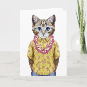 Tarjeta Gato hawaiano del gatito