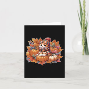 Tarjeta Gato-hojas-otono-hola-gato-amante-gatito-mas