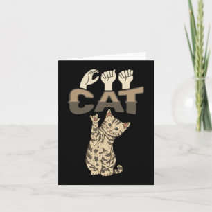 Tarjeta Gato ILY gesto de mano ASL Conciencia de pérdida a